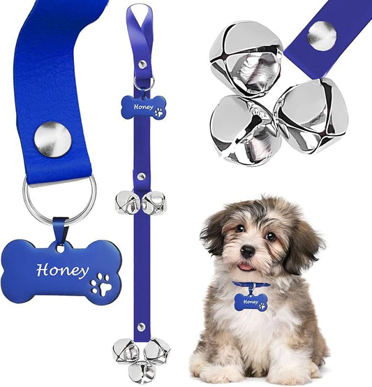 Leather Dog Bells, Puppy Potty Training Bell Dog Doorbell Potty Train Dog Bell for Potty Training Door Bells for Dogs to Ring to Go Outside Jingle Bells (Leather Navy 1PCS)