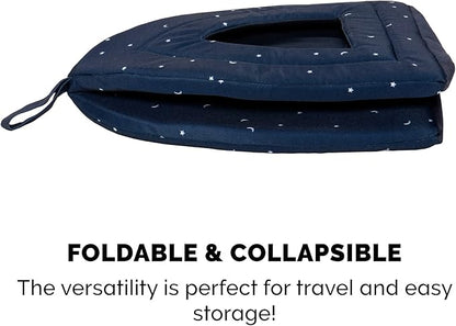 Furhaven Cat Bed Cave for Indoor Cats & Small Dogs, Washable & Foldable w/ Removable Cushion - Polycanvas Print Pet Tent - Night Sky, Small