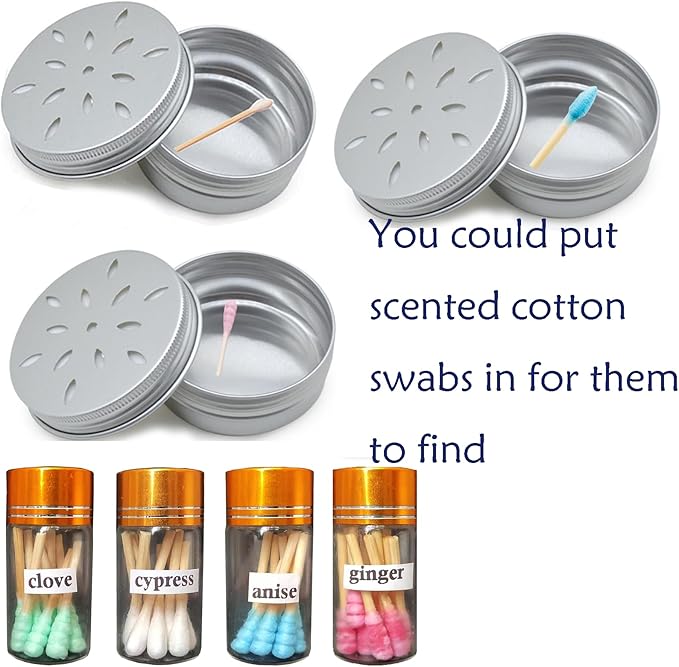 Dog Scent Work Starter kit Available in Anise, Birch, Clove vetiver Flavour Scent Training kit, Nose Work, Dogs scentwork Pure Oil-Jars Sets (4 Jars+6 Magnetic Box)