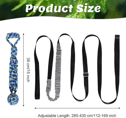 Interactive Dog Bungee Tug Toy Outdoor Hanging Tree Dog Rope Toy with Black Sun-Resistant Rope & Blue Pull Ball Adjustable Tether Tug for Small to Large Dogs Yard Play