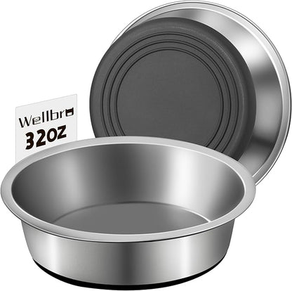 Stainless Steel Dog Bowls, Non Slip Dog Metal Bowls, 2 Pack Food and Water Pet Feeders Heavy Duty Dishwasher Safe (32oz, 4cup)
