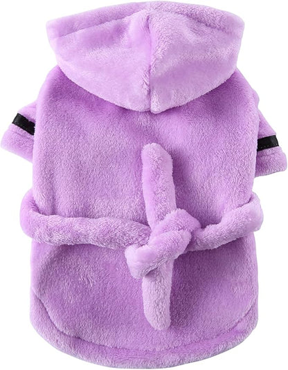 Petyoung Pet Bathrobe Dog Pajama Thickened Hooded Bathrobe Quick Drying and Super Absorbent Dog Bath Towel Soft Pet Nightwear for Puppy Small Dogs Cats