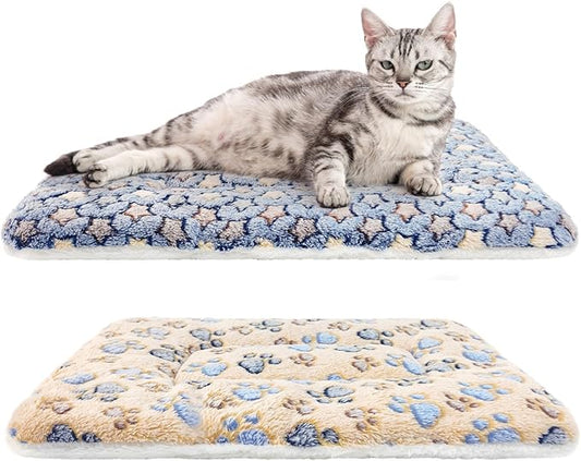 2 Pack Cat Blankets for Indoor Cats, Ultra Soft Reversible Mat, Fluffy Flannel Blanket for Small Dogs and Cats, Washable Pet Pad, X-Large
