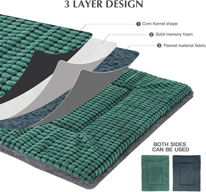 BVAGSS Reversible Dog Crate Pad, Memory Foam Pet Bed Mat, Soft Warm Machine Washable Sleeping Kennel Mattress for Small Medium Large Dogs XH079 (42''x28''x1.6'',Green)