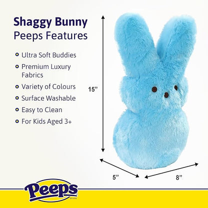 Animal Adventure | 15" Purple Shaggy Bunny Peeps Plush | Easter Basket Stuffed Animals for Kids | Marshmallow Candy | Huggable Ultra Soft Plushie Stuffers Buddy Toy | Collectable Gifts | Aged 3+