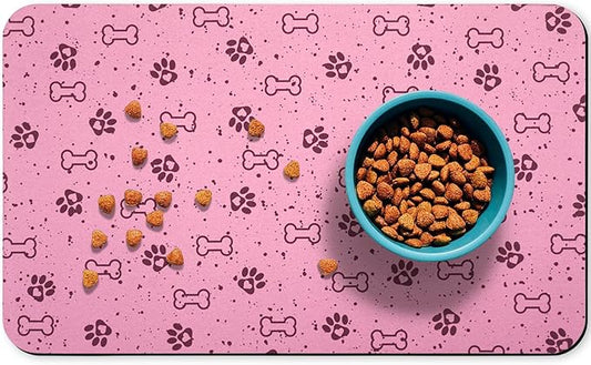Dog Food Mats,Cat Absorbent Water Bowl Feeding Mats Pet Placemats for Food and Water Spot 16 * 24 inch