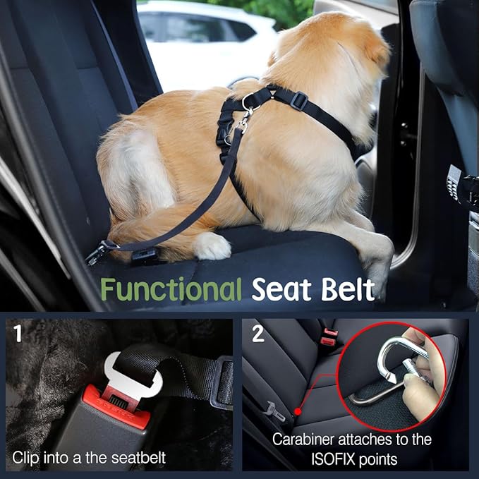 Dog Seat Belt, Safety Vest Dog Car Harness with Adjustable Buckle Dog Seat-Belt for Vehicle Nylon Pet Safety Seats Belts Heavy Duty(XL, Pink)