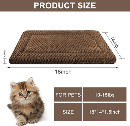 Dog Bed Mat,Reversible & Ultra Soft Kennel Pad-Machine Washable Pet Bed for Dogs & Cats-All-Weather Crate Liner for Crates,Carriers & Travel (Dark Brown, 18" L x 14" W x 1.5" Th)