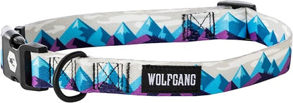 Wolfgang Heavy Duty, Adjustable Dog Collar with Quick Release Nylon Buckle for Walking & Training, RockyPeaks Print, Medium