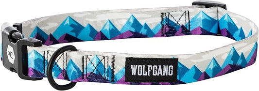 Wolfgang Heavy Duty, Adjustable Dog Collar with Quick Release Nylon Buckle for Walking & Training, RockyPeaks Print, Medium
