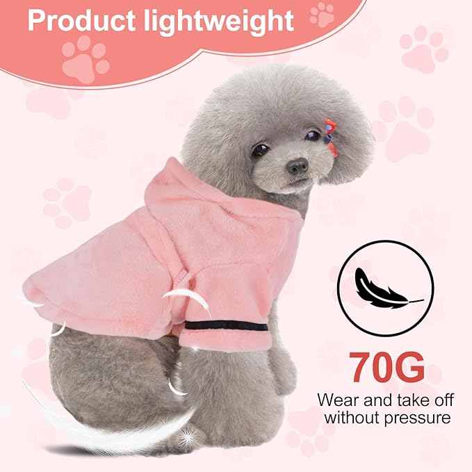 Bathrobe for Teacup Dogs, Dog Bath Robe, Dog Towel Robe, Hooded Dogs Bathrobe Towel Quick Drying and Super Absorbent Bath Towel with Belt(Pink)