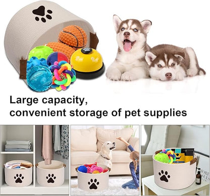 Morezi Dog toy bin pet cat toy box baskets in large suff storage - Perfect for collect toys, grooming stuff, closthing, diapers for Living Room, Playroom, Closet, Home - Beige