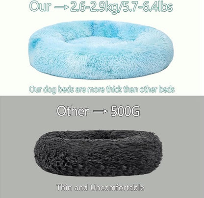 Calming Dog Bed for Big Dogs, 39'' Round Anti-Anxiety Warm Fluffy Plush Faux Fur Bed, Soft Anti-Slip Donut Washable Big Pet Bed, Cozy Big Dogs Bed, Fits up to 100 lbs Pets