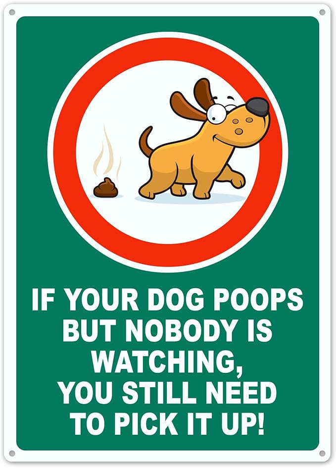 Brimar - 10 x 14" - You Still Need to Pick Up Poop Sign - .055″ Polyethylene Plastic- Clear Message - Easy Installation
