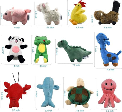 LEGEND SANDY Squeaky Plush Dog Toy Pack for Puppy, Small Stuffed Puppy Chew Toys 12 Dog Toys Bulk with Squeakers, Cute Soft Pet Toy for Small Medium Size Dogs