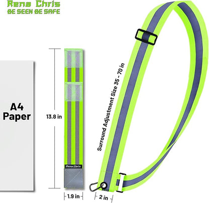 Rena Chris Reflective Running Gear, Reflective Sash, Night Dog Walking Safety Gear, High Visibility Reflective Safety Running Belts for Women, Night Jogging Safety Gear Reflective Belt and Armband