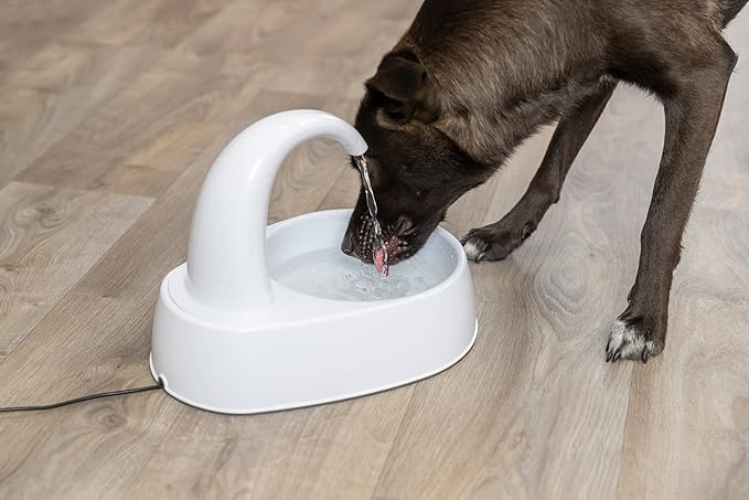 Trixie Curved Stream Drinking Fountain for Cats and Dogs, 84.5oz Automatic Water Dispenser, Cat Water Bowl,White