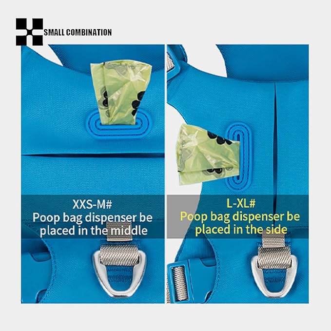 Lightweight Dog Harness, Large to Very Large Breeds, Adjustable Fit.Pet Harness with Pocket, Dog Training Harness for Outdoor Walking Running, Hiking (Blue, XXS)
