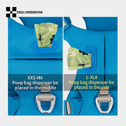 Lightweight Dog Harness, Large to Very Large Breeds, Adjustable Fit.Pet Harness with Pocket, Dog Training Harness for Outdoor Walking Running, Hiking (Blue, XXS)