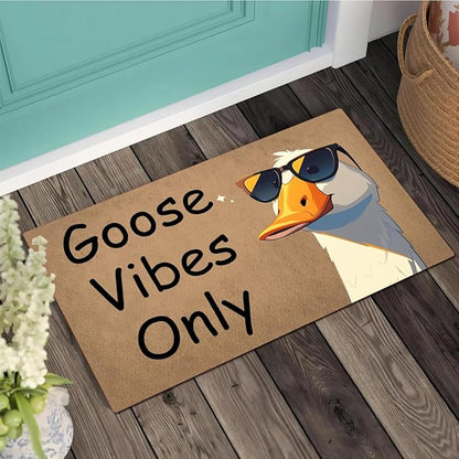 Funny Welcome Doormat (23.7 in X 15.6 in) Anti-Slip Rubber Back Entrance Way Indoor Front Porch Decor Rugs House Warming Gift (Hilarious Unique Goose Vibes Only)