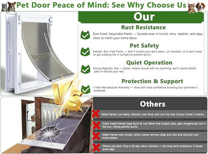 Dog Door Doggy Door Easy Install - Wood & PVC Doors & Walls，Doggie Free Movement & Strong Magnetic Auto-Close & Sliding Lock,Telescoping Frame,8 1/8" x 13 2/5" for Medium Dogs Up to 40 lb