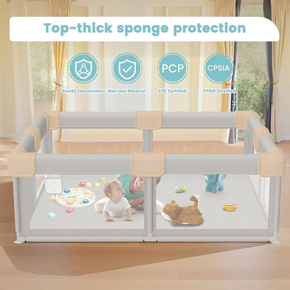 Baby Playpen Baby Playard, Play Pen for Babies and Toddlers with Gate, 50x50 Fence, Sturdy Safety Playpen, Indoor & Outdoor Kids Activity Center (Pack of 2)