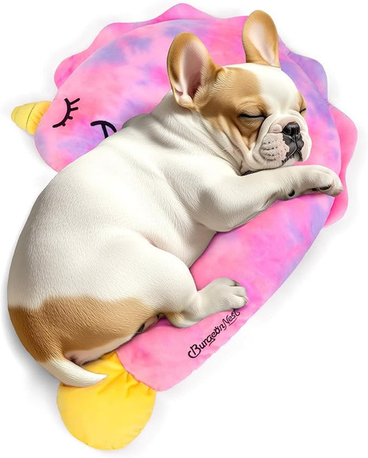 BurgeonNest Small Dog Calming Pillow for Dogs and Cats, Fluffy Soft Colorful Sleep Bolster Cozy Pet Bed Pillow, Great Present for Senior Pup Puppy Kitten, Washable, L