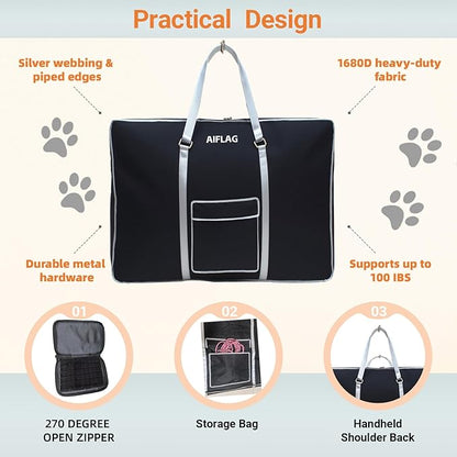 Heavy Duty Dog Crate Bag with Adjustable Shoulder Strap, 1680D Waterproof Storage & Carry Case for Large 48 Inch Collapsible Crates, Playpens, Pet Beds, 100 Lb Capacity.