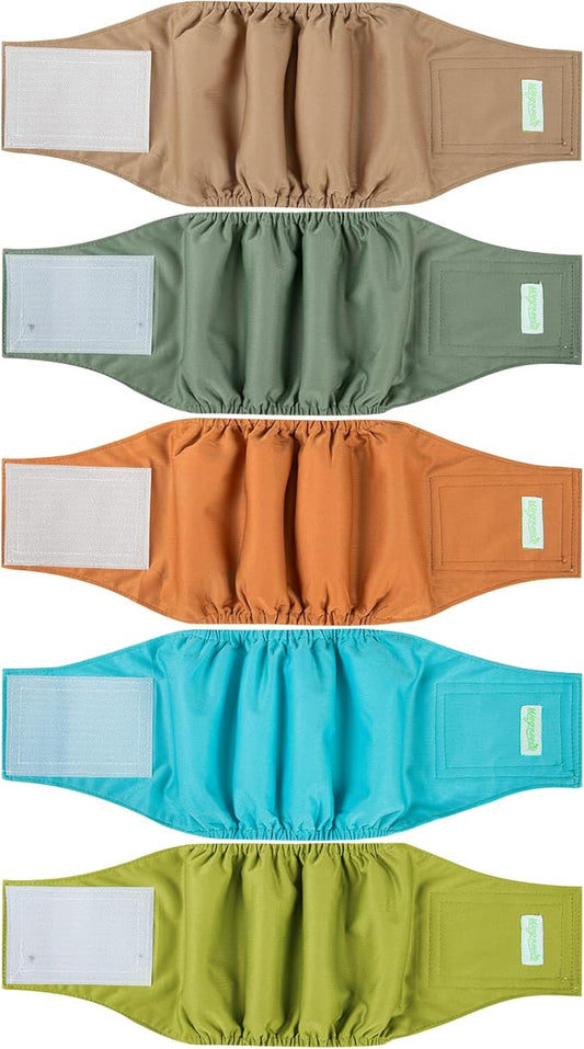 wegreeco Small Dog Diapers Male,Reusable Belly Bands for Male Dogs,Washable Doggie Puppy Male Diapers Wraps,Medium Large Size(5 Pack X-Small, Earth Tone)