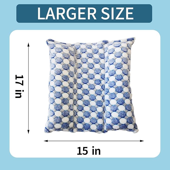 17x15in Waterproof & Reversible Rabbit Bed, Washable and Thickened Bunny Bed, Soft Fleece Pet Mat for Bunnies, Cats, Dogs & Small Pets (Blue)