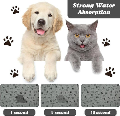 Dog Food Mats,Cat Absorbent Water Bowl Feeding Mats Pet Placemats for Food and Water Spot 12 * 20 inch