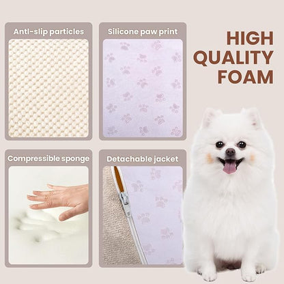 5 Steps Dog Stairs for Bed, 24" Dog Steps for High Bed, High Density Pet Steps for Small Dogs, Extra Wide Non-Slip Dogs Ramp for Injured, Older Pets, Small Cats, White