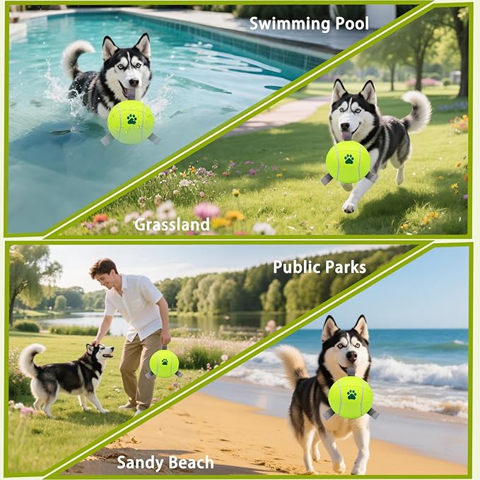 Magicorange 6 inch Dog Ball, 1 Pack Dog Tennis Balls Interactive Pet Ball for Tug of War & Water Play,Herding Balls for Medium & Large Dogs (Yellow,)