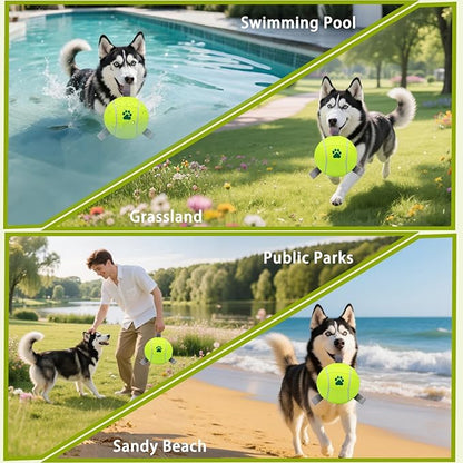 Magicorange 6 inch Dog Ball, 1 Pack Dog Tennis Balls Interactive Pet Ball for Tug of War & Water Play,Herding Balls for Medium & Large Dogs (Yellow,)