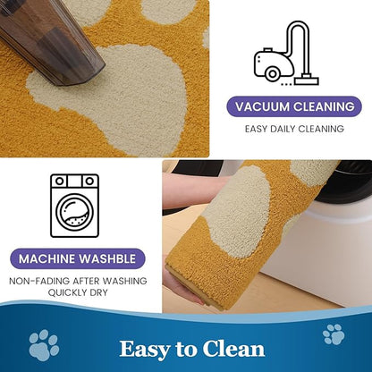 Buganda Dog Door Mat for Muddy Paws, Absorbent Dirt Trapper Washable Indoor Doormats, Non Slip Low-Profile Mud Mat for Dogs, Front Entrance Doormat for Inside Floor (36x24 Inches, Yellow)