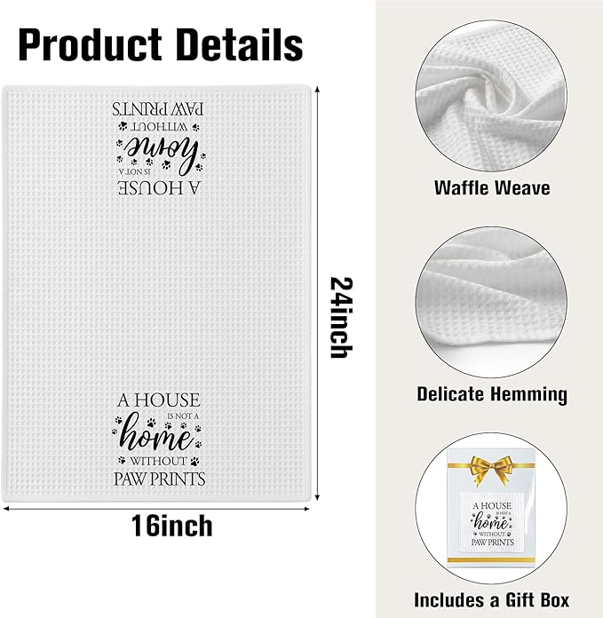 Dog Hand Towel, A House is Not a Home Without Paw Prints, Waffle Weave Microfiber Pet Kitchen Towel, Cute Decor for Dog Lovers