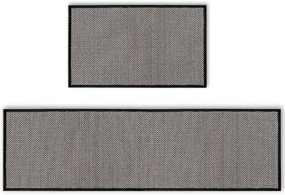 Artoid Mode Washable Non-Skid Kitchen Rugs and Mats Set of 2, Rubber Backing Home Decor Kitchen Mats for Floor Front of Sink Black - 17x29 and 17x60 Inch