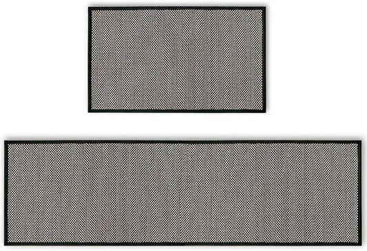 Artoid Mode Washable Non-Skid Kitchen Rugs and Mats Set of 2, Rubber Backing Home Decor Kitchen Mats for Floor Front of Sink Black - 17x29 and 17x60 Inch