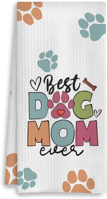 Dog Mom Gifts Kitchen Towels, Dog Lovers Owners Gifts for Women, Colorful Dogs Paws Hand Towels for Bathroom, 16x24 Inches