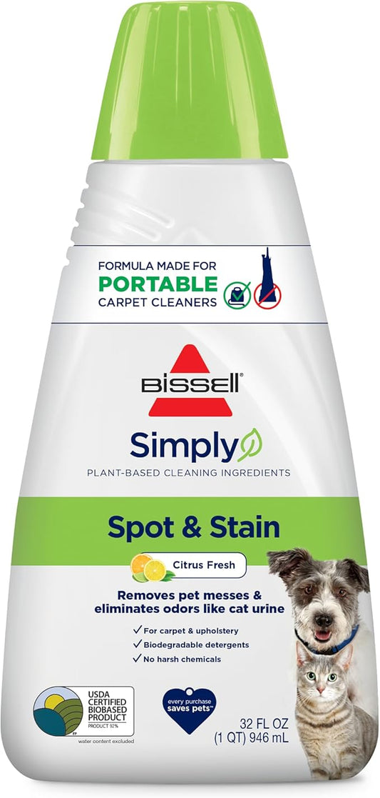 Bissell Simply Spot & Stain Portable Carpet Cleaner Formula,32 oz,3368,(Pack of 2)
