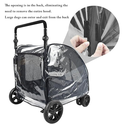 Large Dog Stroller Rain Cover, EVA Transparent Waterproof Windproof Snowproof Cover, Dog/Pet/Cat Stroller Rain Cover for Outdoor, Pet Supplies