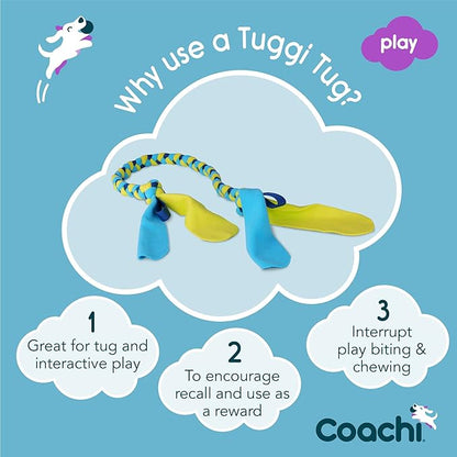 Coachi Tuggi Tug - Interactive Dog Toy for Tug of War & Play. Strong & Comfortable, Fun Reward Training, Great for Recall, Interrupting Biting & Chewing. Ideal for Agility and Suitable for Puppies