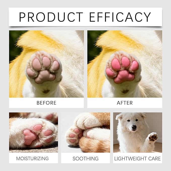 Safe Dog Paw & Nose Balm, Fermented Coconut Oil Pet Balm, Soothes Dry Cracked Paws Nose Elbows for Dogs & Cats, Horse Hoof & Joint Care, French Bulldogs & All Breeds 1.06oz（30g）