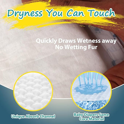 Disposable Dog Diaper Liners - 50PCS Dog Booster Pads for Male Female Dogs - Doggie Diaper Insert Pads for Pet Belly Bands Wraps Period Pants Covers(M,50)