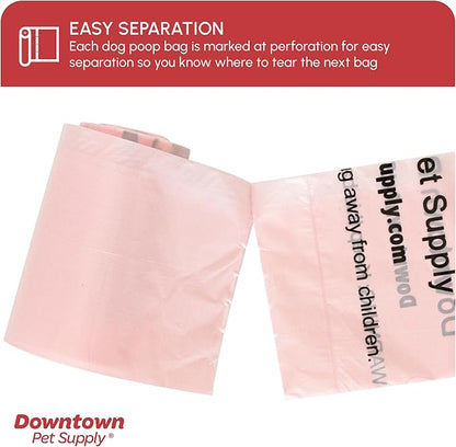 Downtown Pet Supply Unscented Poop Bags for Dogs with Dispenser, 500 Count - Leak-Proof Dog Waste Bags and Bone-Shaped Dog Poop Bags Holder for Leash - Pastel Rainbow, 12.5" x 8.5"