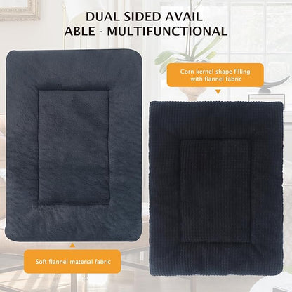 Reversible Dog Bed Mat with Plush and Corn Velvet,Soft Warm Pet Cushion, Dual Purpose Washable Sleeping Mattress Bed for Small Medium Large Dog and Cat XB004 (36"x23", Dark Grey)