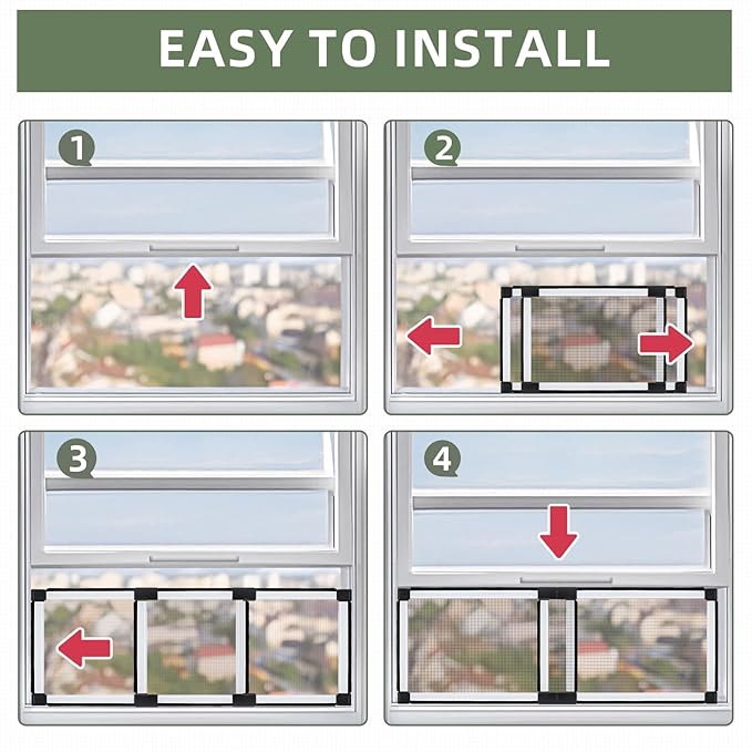 FLYZZZ Adjustable Window Screen for Home , Miny Expandable Window Screens 10" H x Fits 14" to 24" W | Stop & Measure Before Buying | Perfect for Bathroom & Basement Windows [FOR SMALL WINDOWS ONLY]