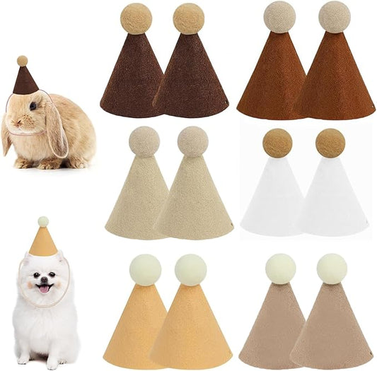Mini Party Hats for Stuffed Animals, Birthday Party Cone Hats Dolls Dog Cat Rabbit Puppies Assorted Animal Birthday