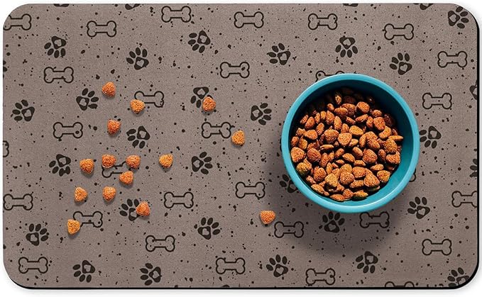 Dog Food Mats,Cat Absorbent Water Bowl Feeding Mats Pet Placemats for Food and Water Spot 17 * 30 inch