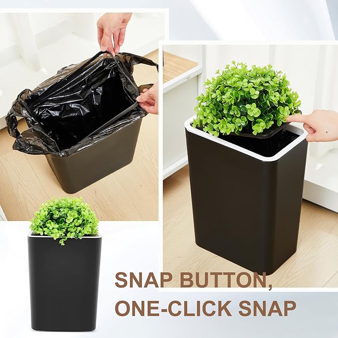 Jingmore Dog Poop Trash Can Outside 2.64 Gal/10 L Plant Styled Dog Waste Trash Can with Lid 50 Pcs Plastic Waste Bags Outdoor Indoor Poop Container Slim Garbage Bin for Yard Garden Pet (Black)